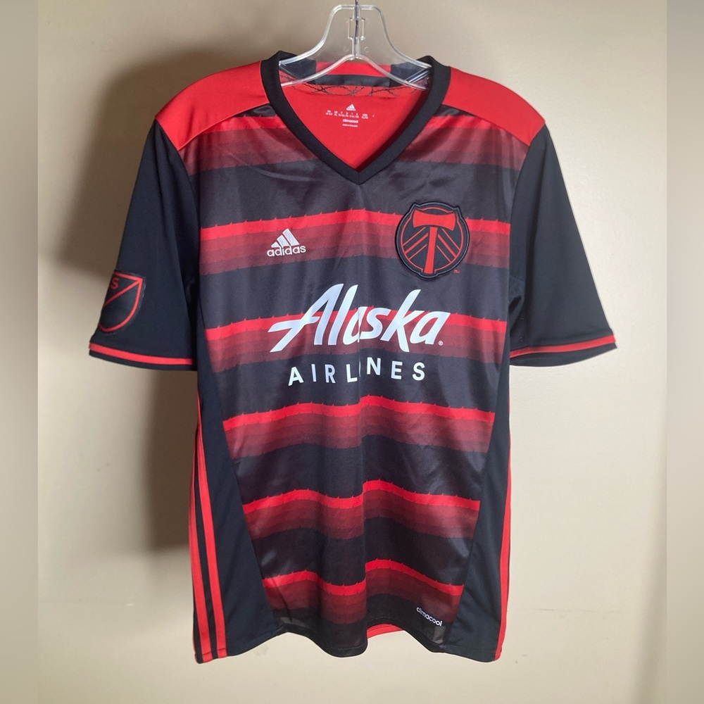 Adidas Portland Timbers 2016 Red black Jersey Size youth XL